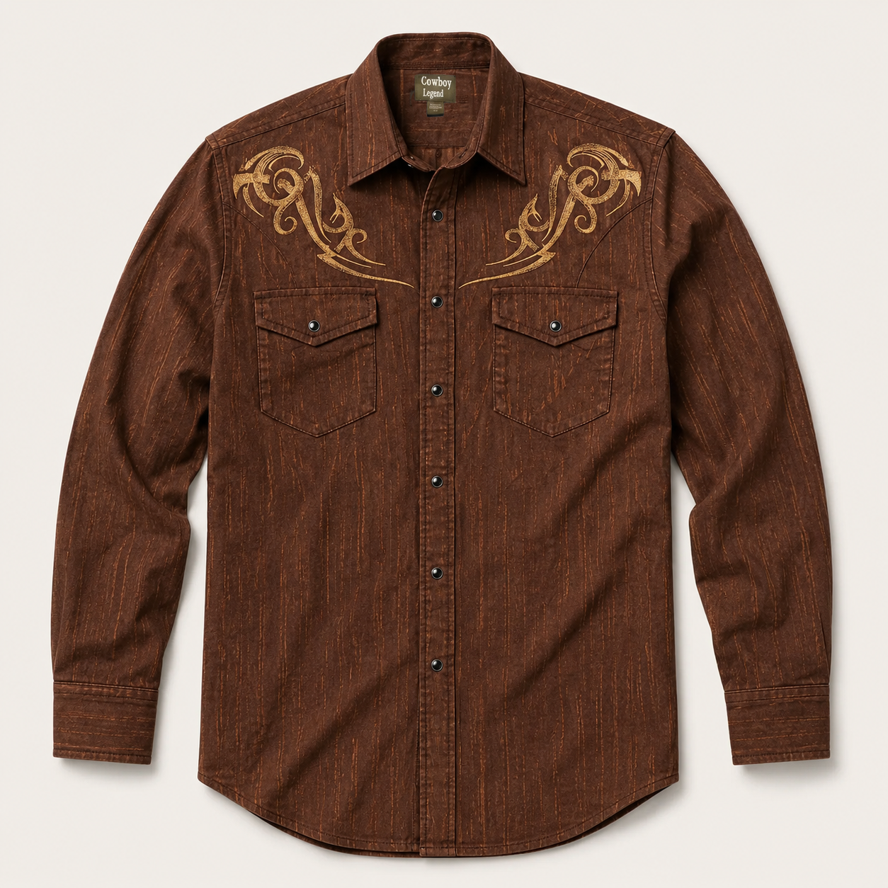 cowboy dress shirts for men Men’s Brown Embroidered Western Snap Shirt|The Legend XXL / Brown Retro blush-prom-dress Metallic Chiffon Long Pleated This shirt is ready Size:6-14