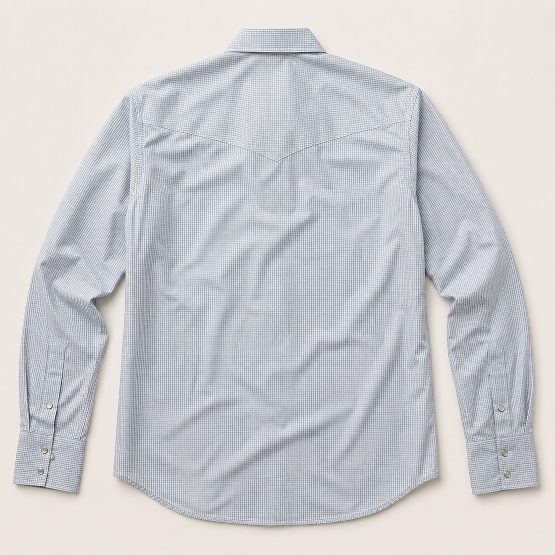 Men's White & Blue Micro Check Long Sleeve Western Snap Shirt