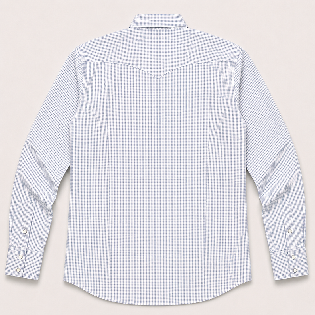 Cowboy Legend Men's Long Sleeve Mini Check Western Snap Shirt – White & Sky Blue