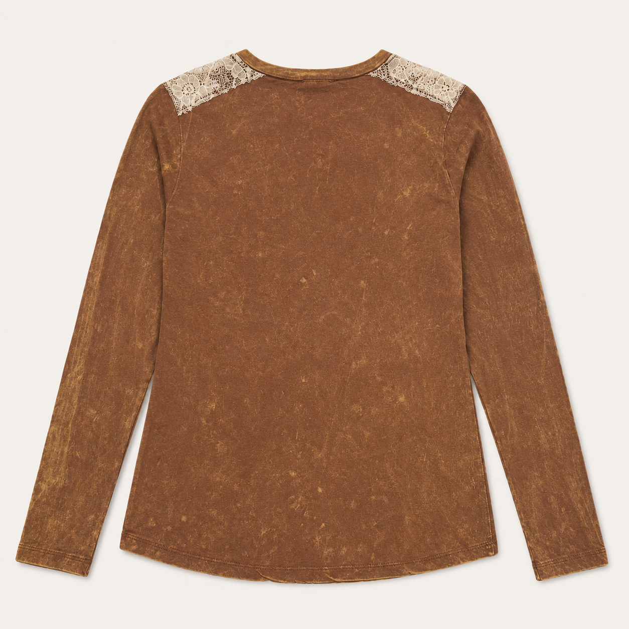 Women’s Vintage Wash Embroidered Western Lace Shoulder Top