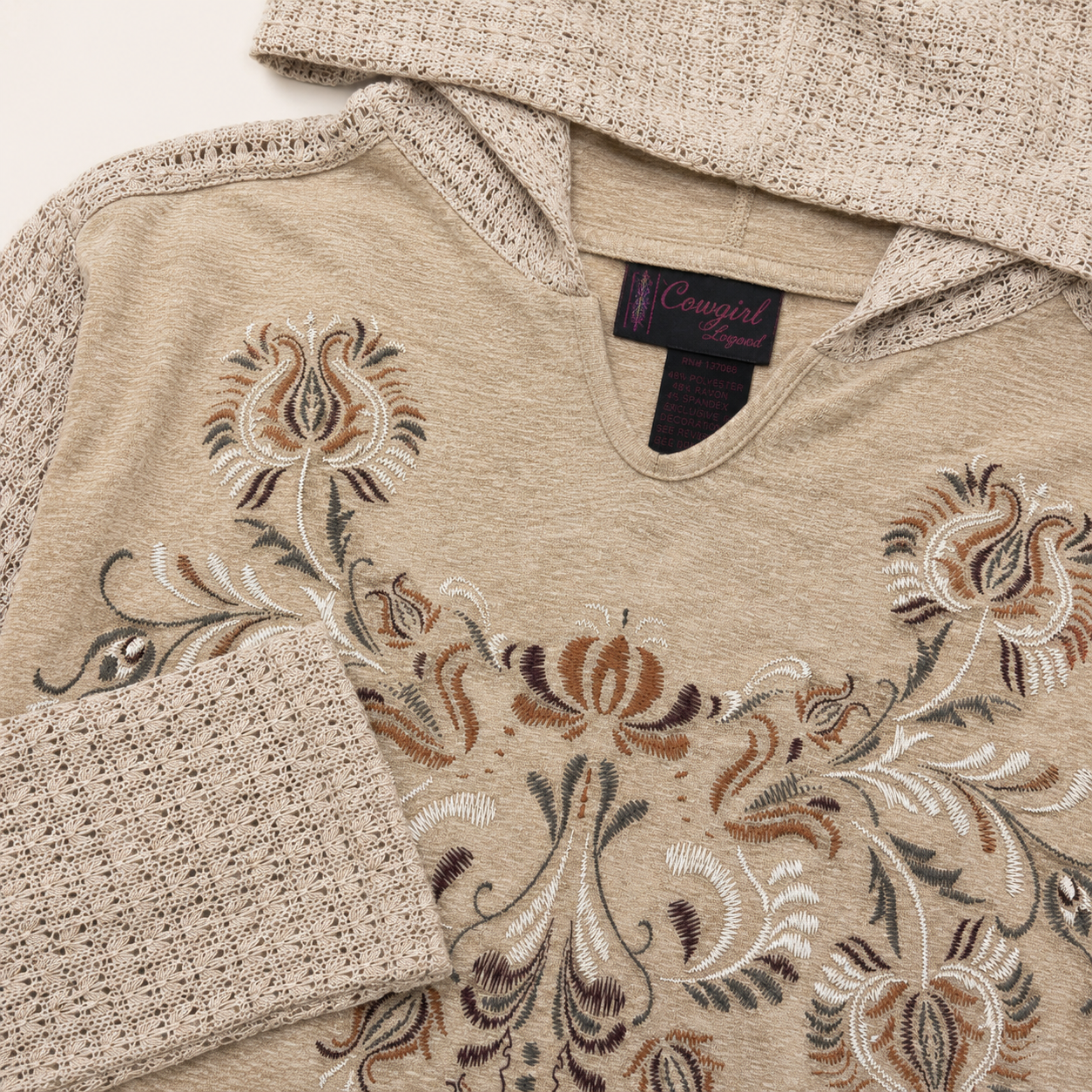 Women’s Embroidered Western Hooded Top