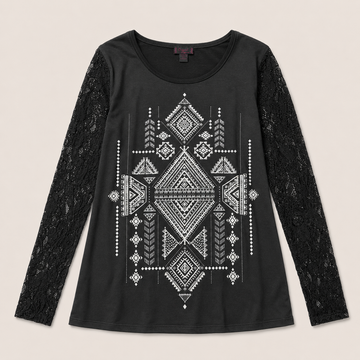 Ladie's Lace Sleeve Southwestern Top
