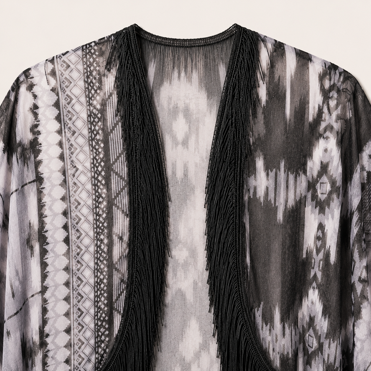 Ladie's Black Mesa Fringe Kimono