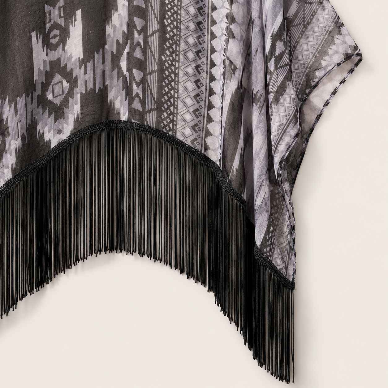 Ladie's Black Mesa Fringe Kimono