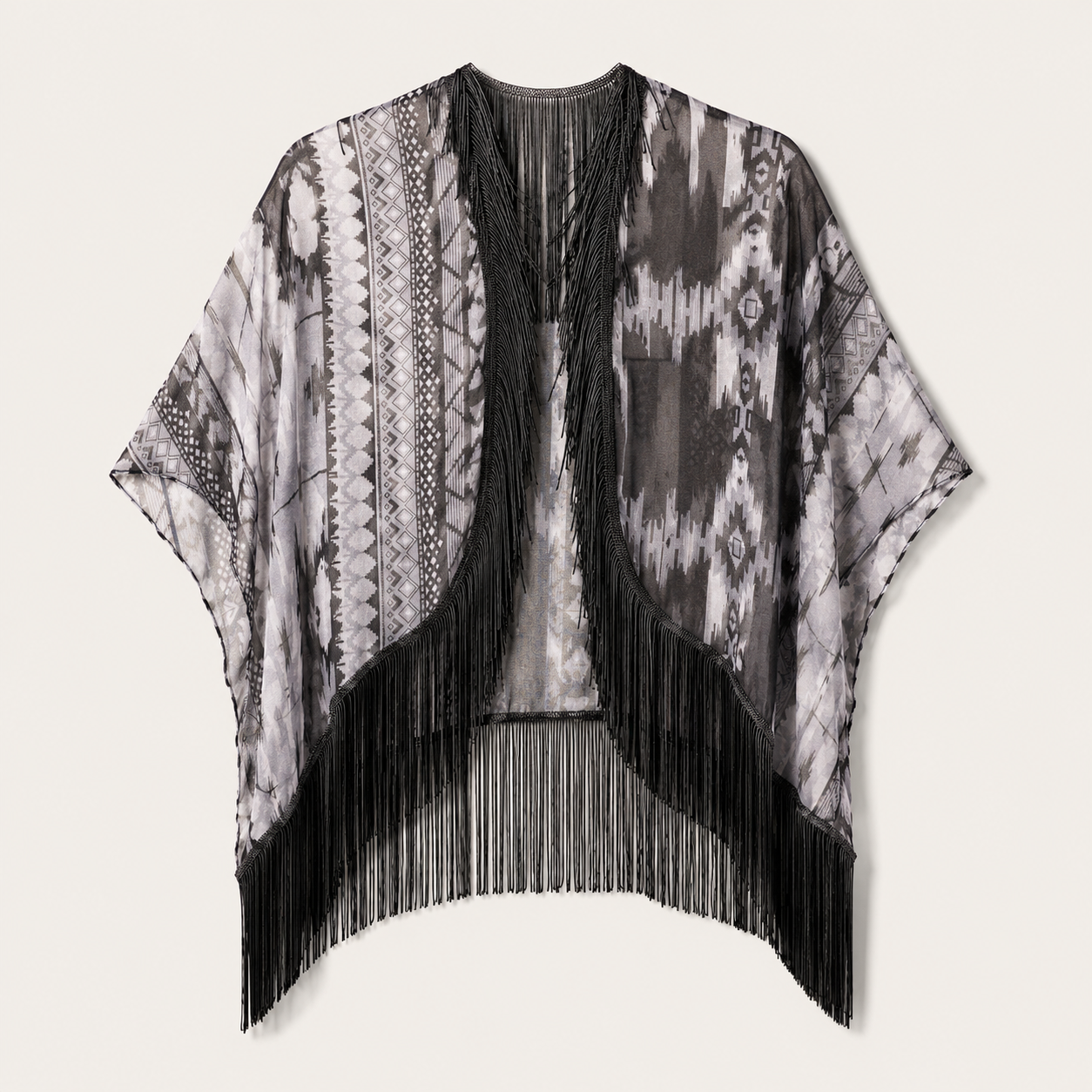 Ladie's Black Mesa Fringe Kimono