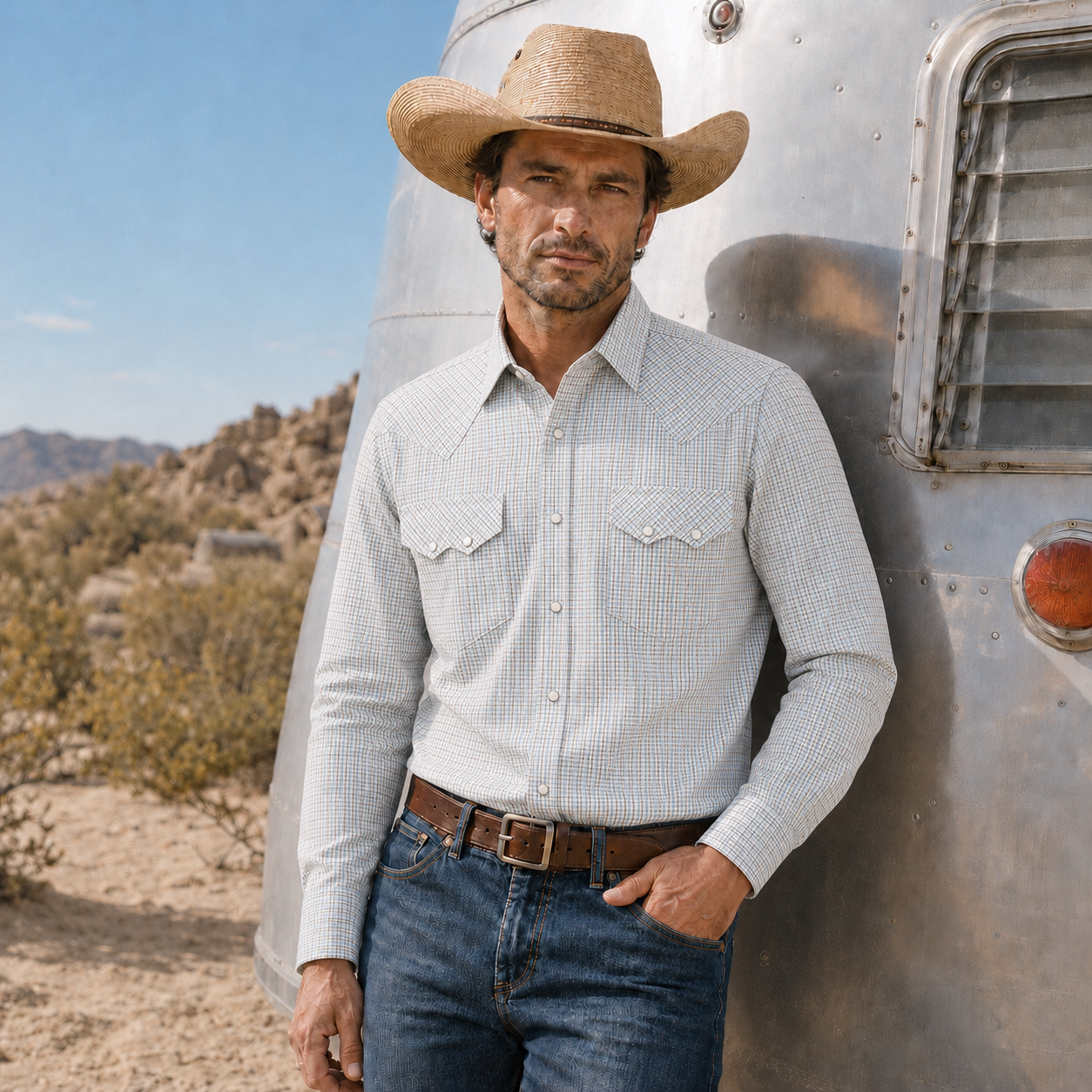 Cowboy Legend Men's Long Sleeve Micro Plaid Western Snap Shirt