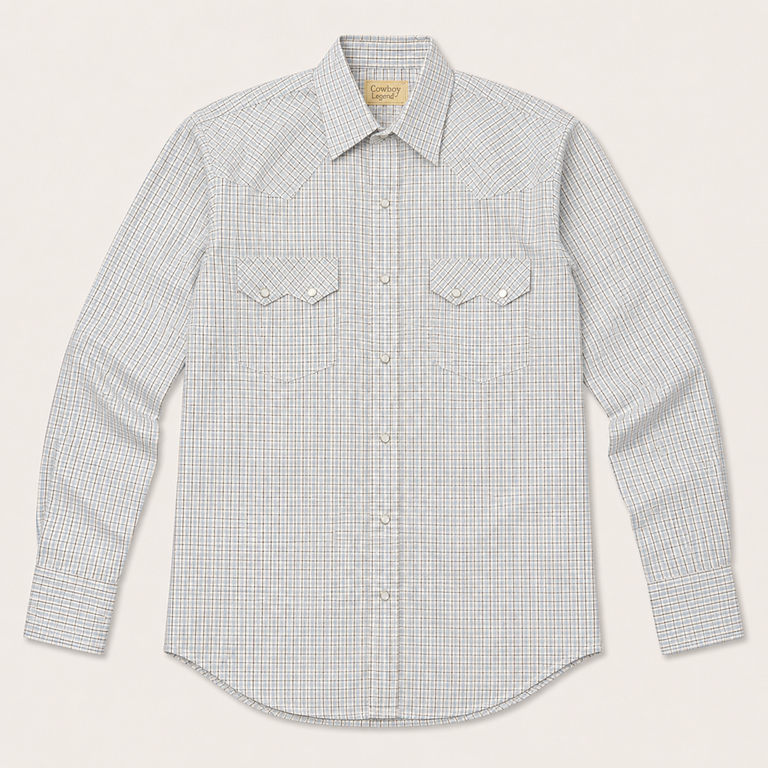 Micro Plaid Long Sleeve Cowboy Western Snap Shirt