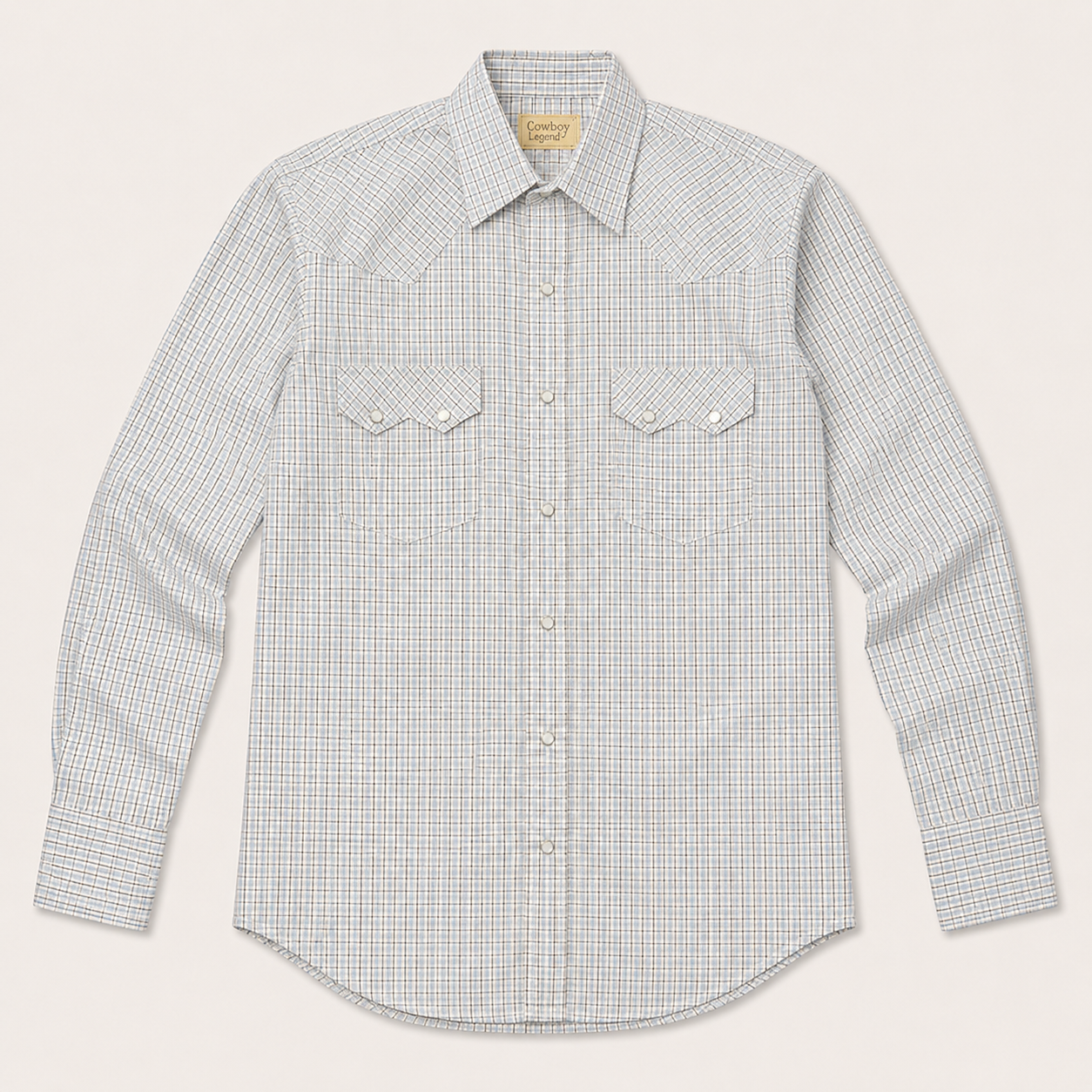 Cowboy Legend Men's Long Sleeve Micro Plaid Western Snap Shirt