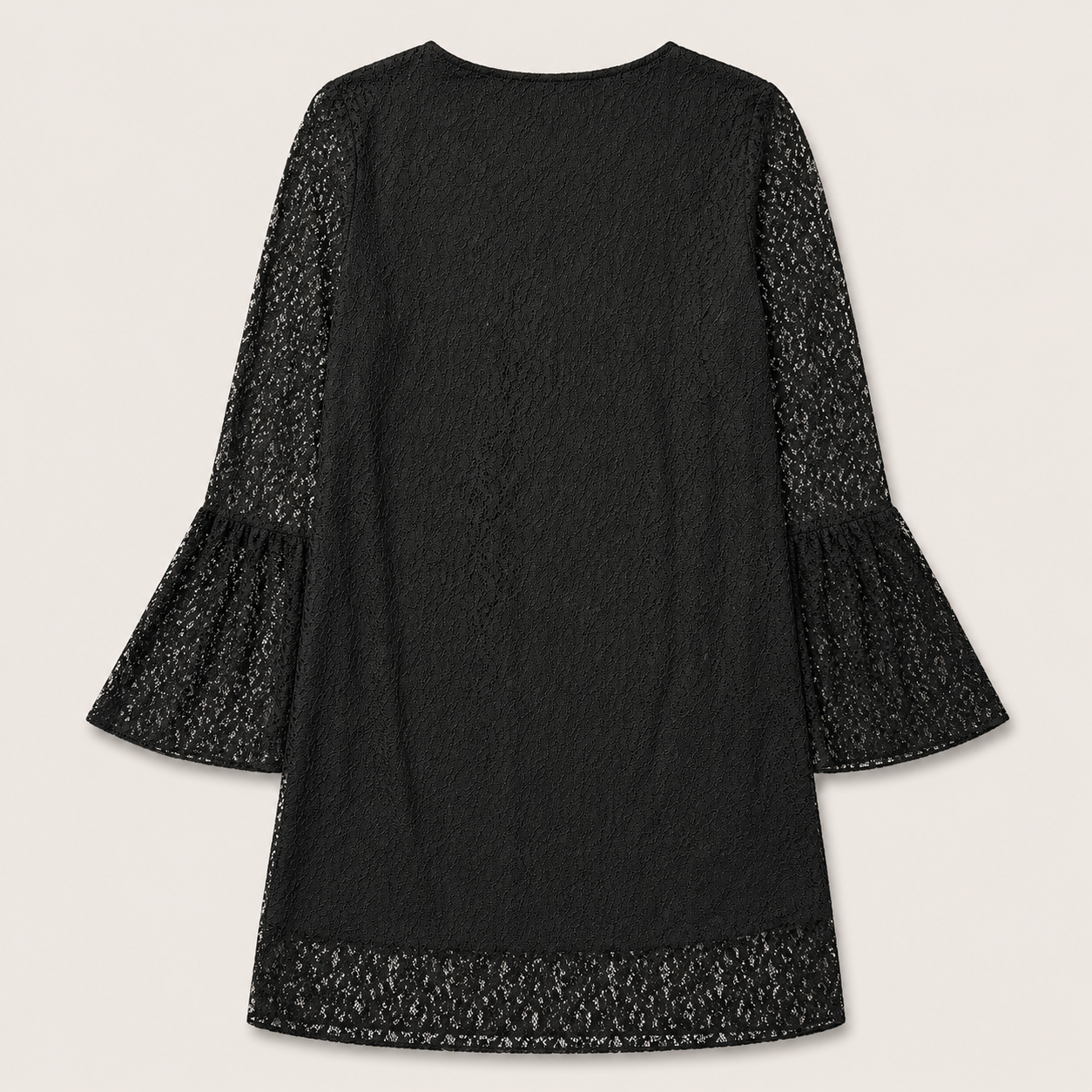 Women’s Black Vintage Lace Bell Sleeve Tunic Top