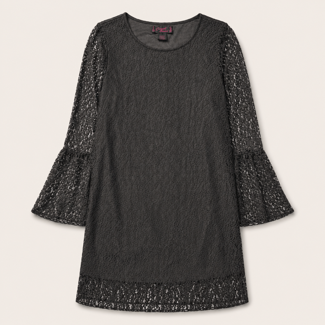 Women’s Black Vintage Lace Bell Sleeve Tunic Top