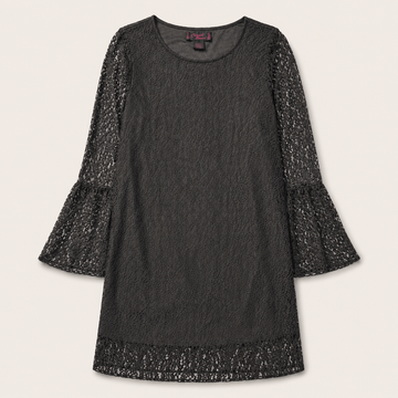 Women’s Black Vintage Lace Bell Sleeve Tunic Top