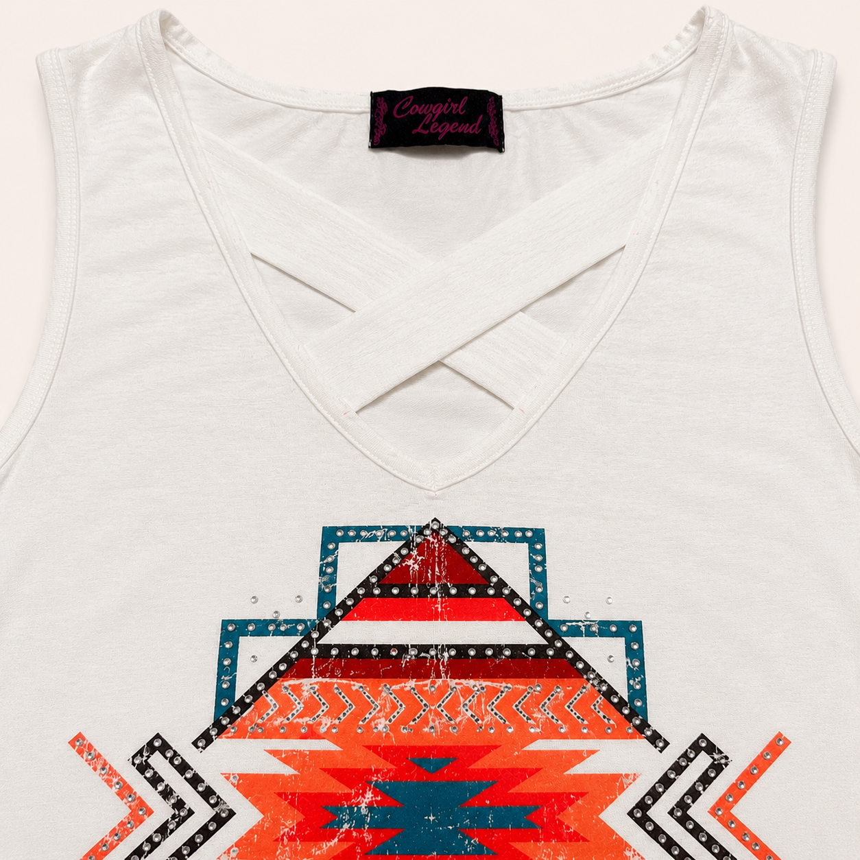 Women’s Aztec Graphic Crisscross Sleeveless Tank Top