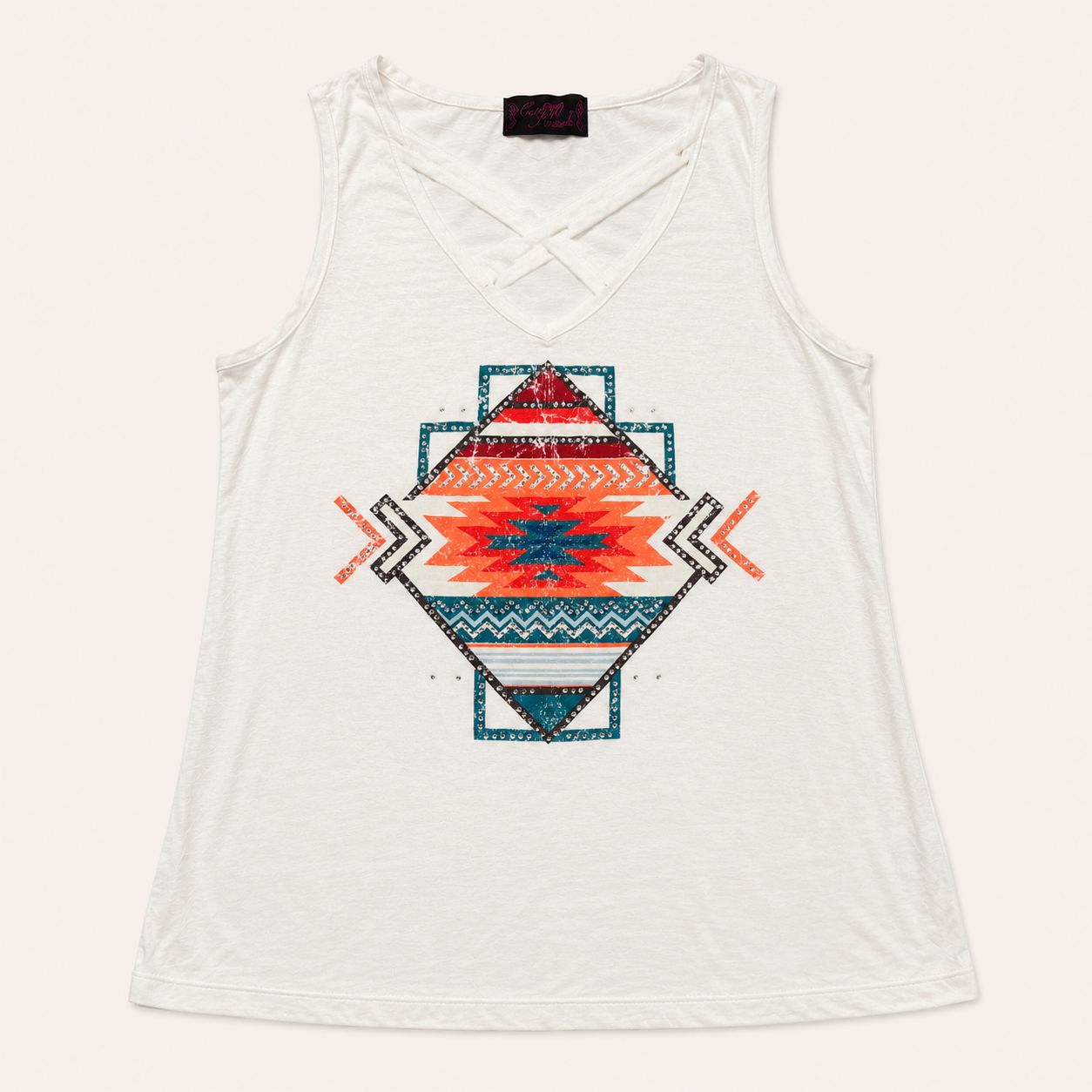 Women’s Aztec Graphic Crisscross Sleeveless Tank Top