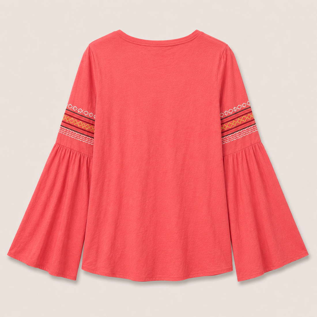 Women’s Boho Embroidered Bell Sleeve Top