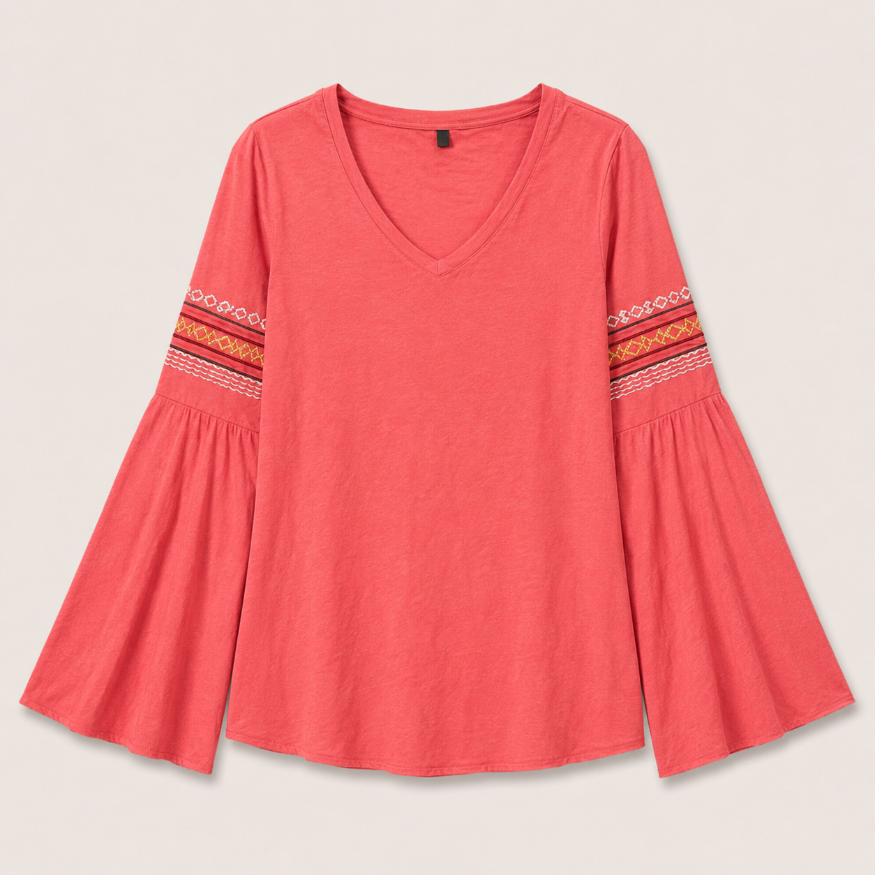 Women’s Boho Embroidered Bell Sleeve Top