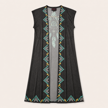 Southwestern Aztec Sleeveless Duster Cardigan