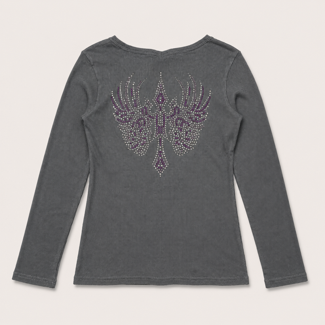 Rhinestone Wing Back Thermal Knit Top