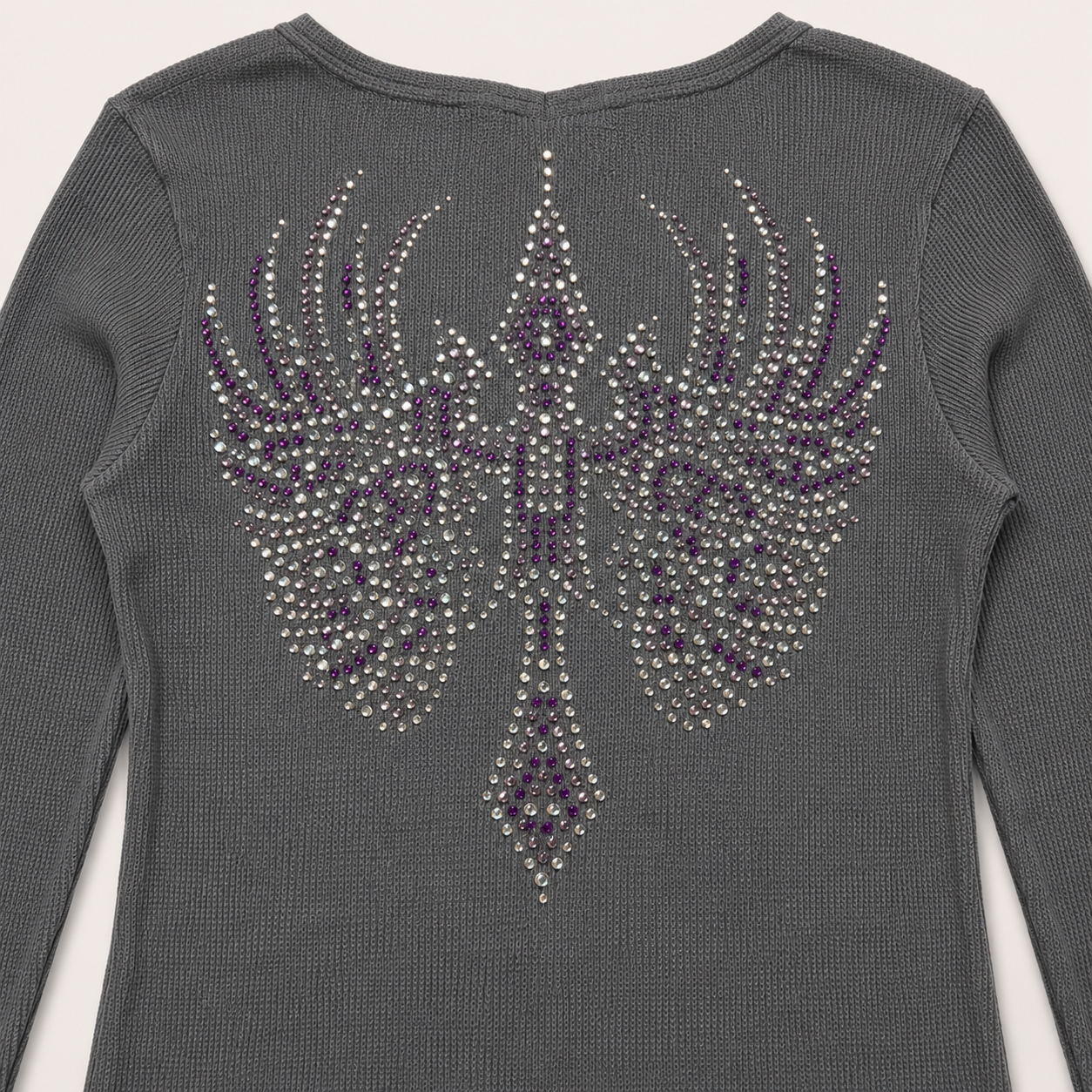 Women’s Rhinestone Wing Back Thermal Knit Top