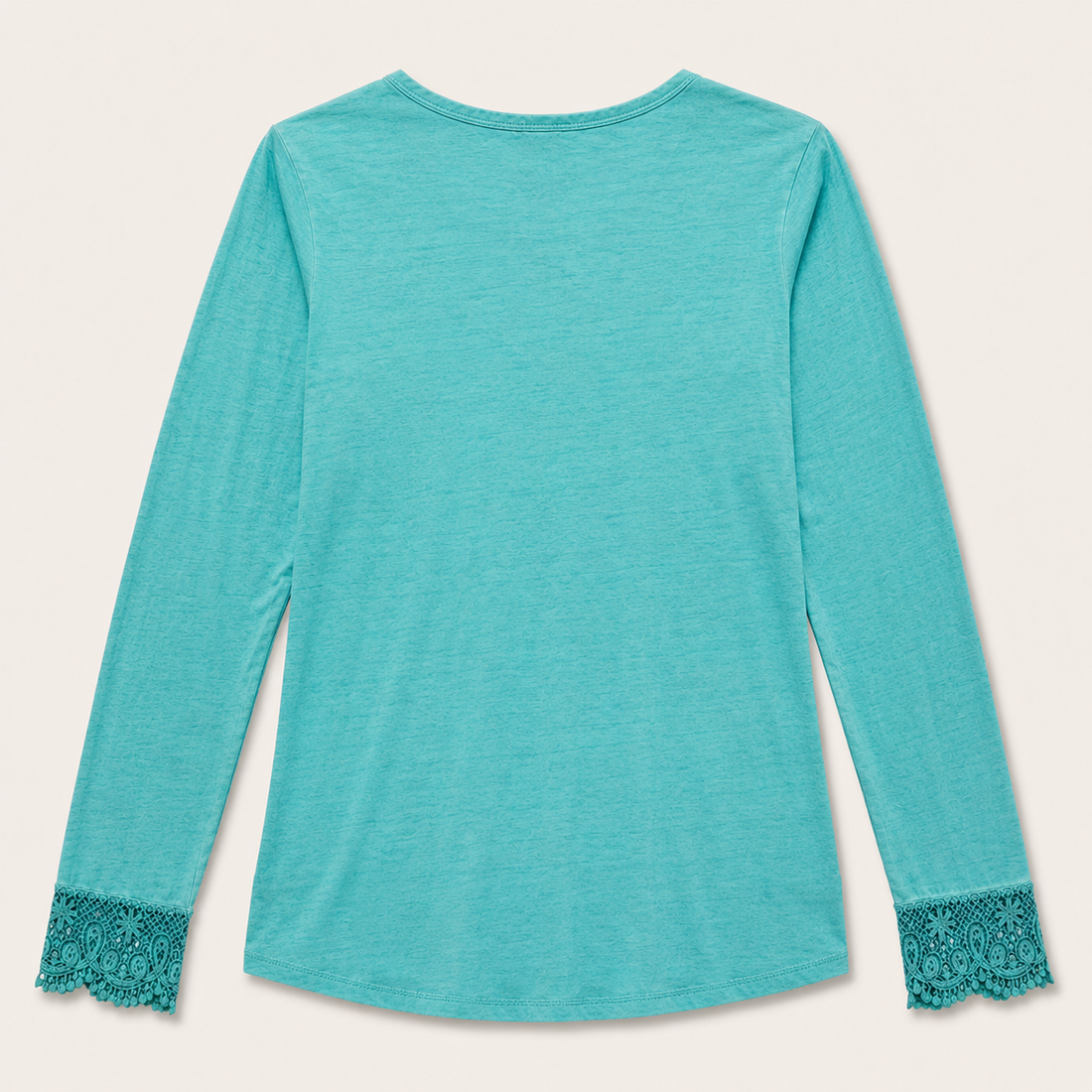 Aztec Graphic Lace Trim Long Sleeve Top