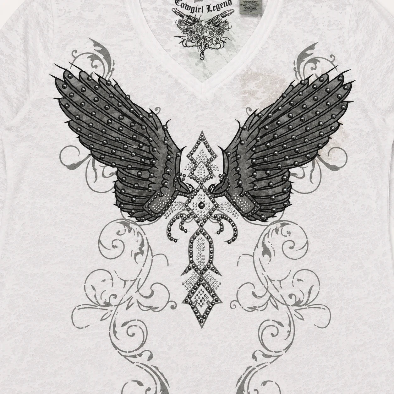 Women’s Rhinestone Wing Graphic Burnout Top