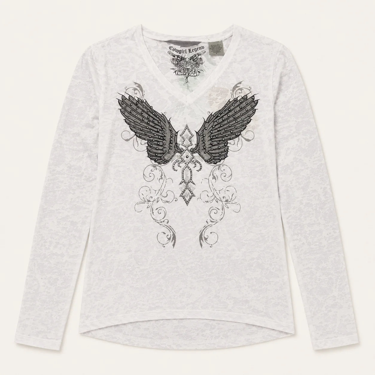 Women’s Rhinestone Wing Graphic Burnout Top