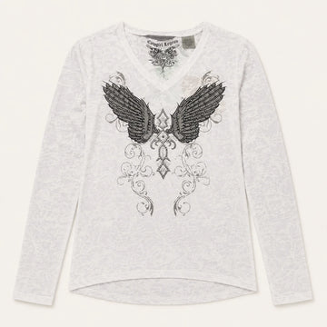 Women’s Rhinestone Wing Graphic Burnout Top
