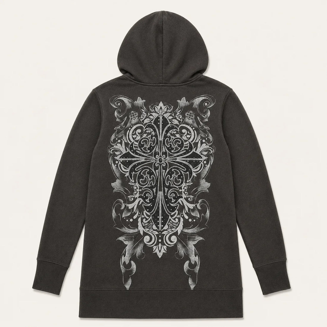 Western Scroll Cross Zip-Up Hoodie