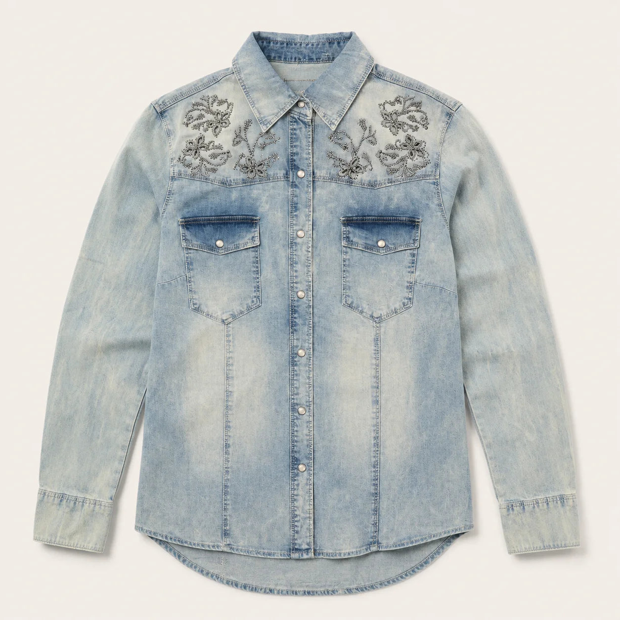 Embellished Western Denim Snap Shirt