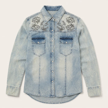 Embellished Western Denim Snap Shirt