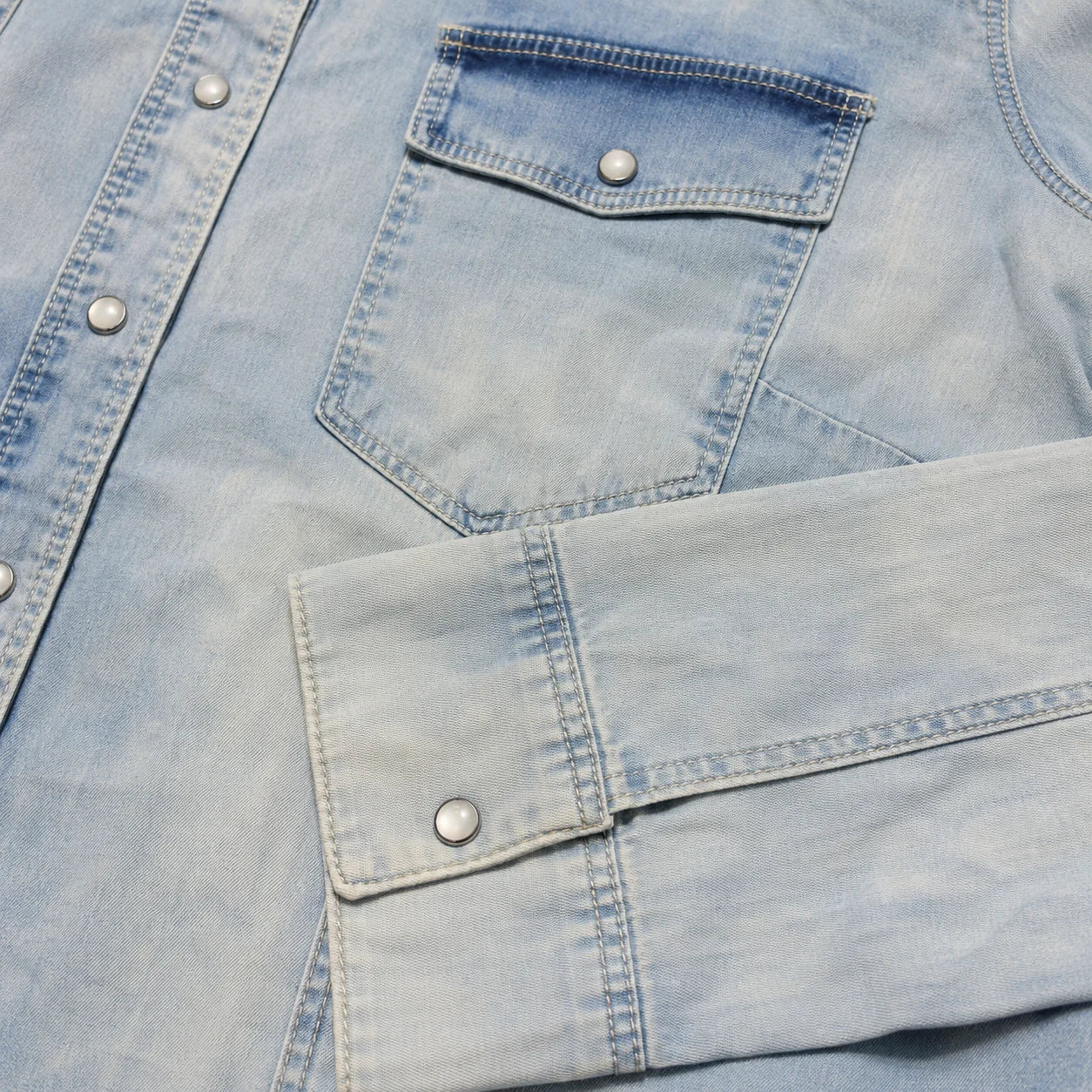 Embellished Western Denim Snap Shirt