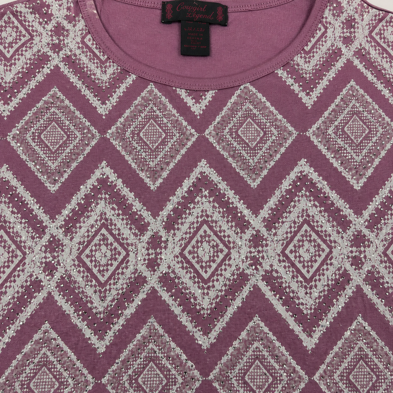 Cowgirl’s Southwestern Diamond Print Long Sleeve Tee