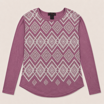Cowgirl’s Southwestern Diamond Print Long Sleeve Tee