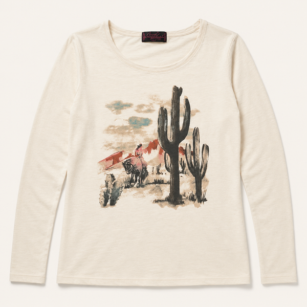 Desert Cowgirl Western Graphic Long Sleeve Top