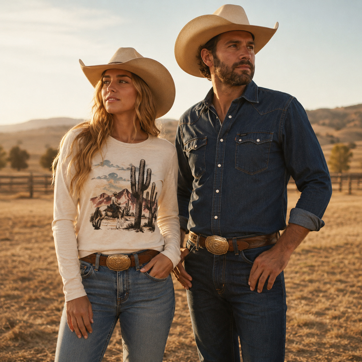 Women’s Desert Cowgirl Western Graphic Long Sleeve Top