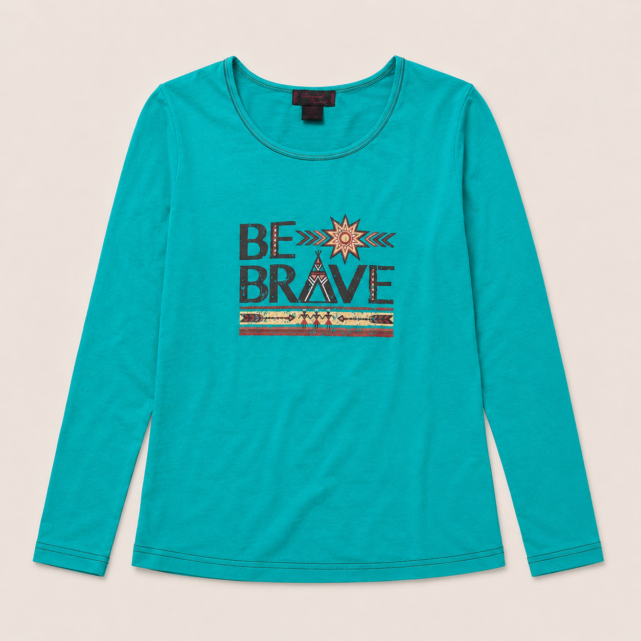 Cowgirl’s “Be Brave” Western Graphic Long Sleeve Tee