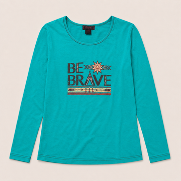 Cowgirl’s “Be Brave” Western Graphic Long Sleeve Tee