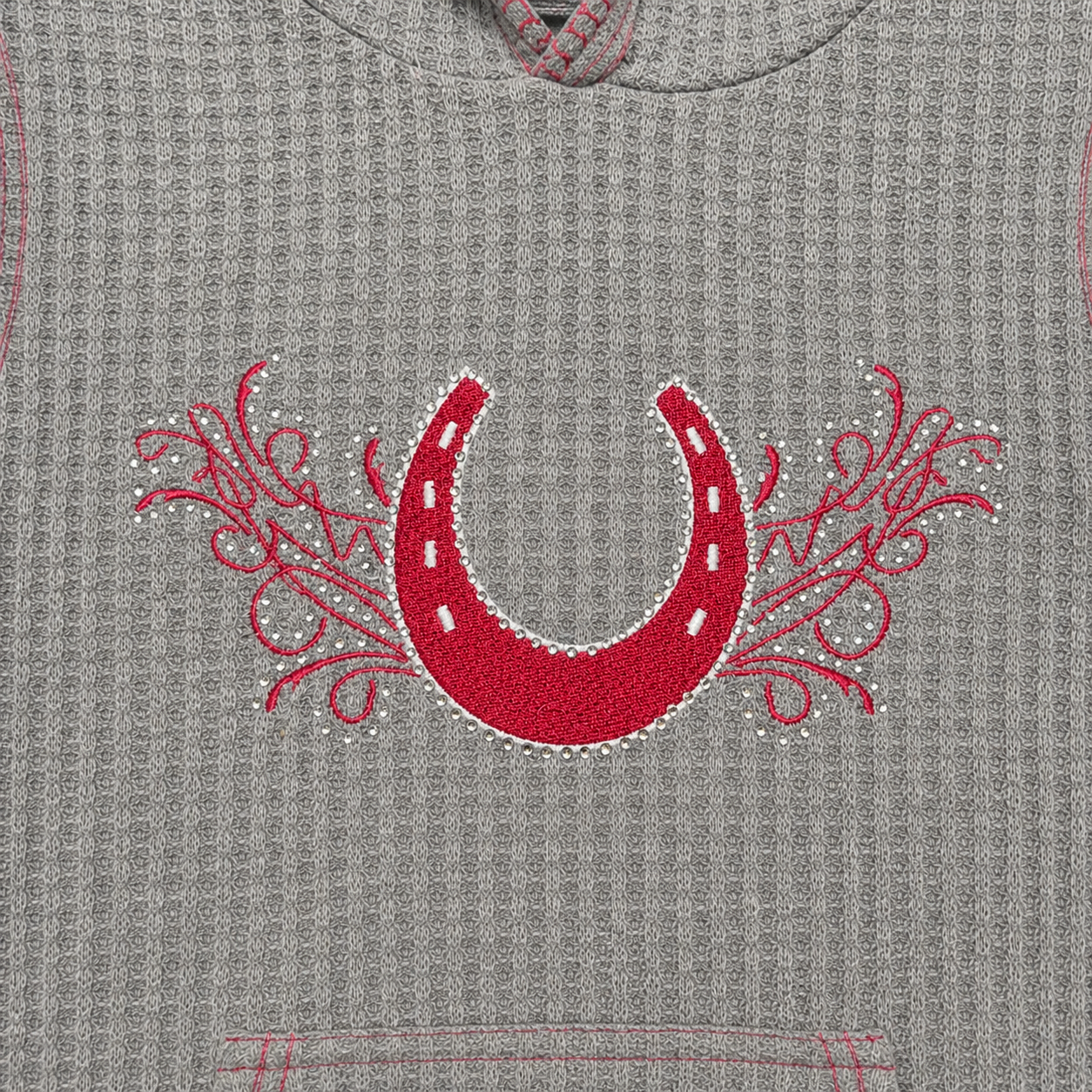 Girl's Western Horseshoe Waffle Knit Hoodie