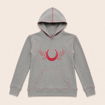 Girl's Western Horseshoe Waffle Knit Hoodie