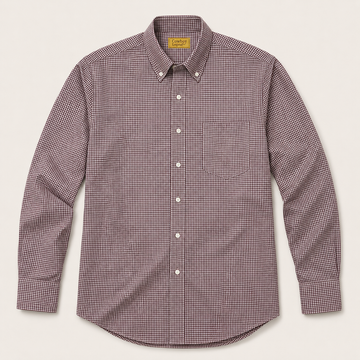 Men’s Burgundy Check Long Sleeve Cowboy Western Button Down Shirt