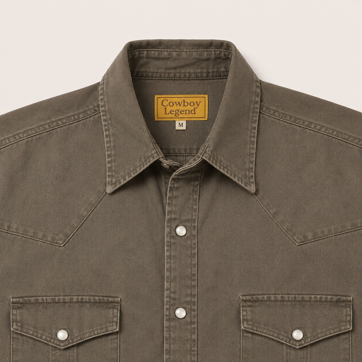 Men’s Long Sleeve Olive Cowboy Western Yoke Shirt