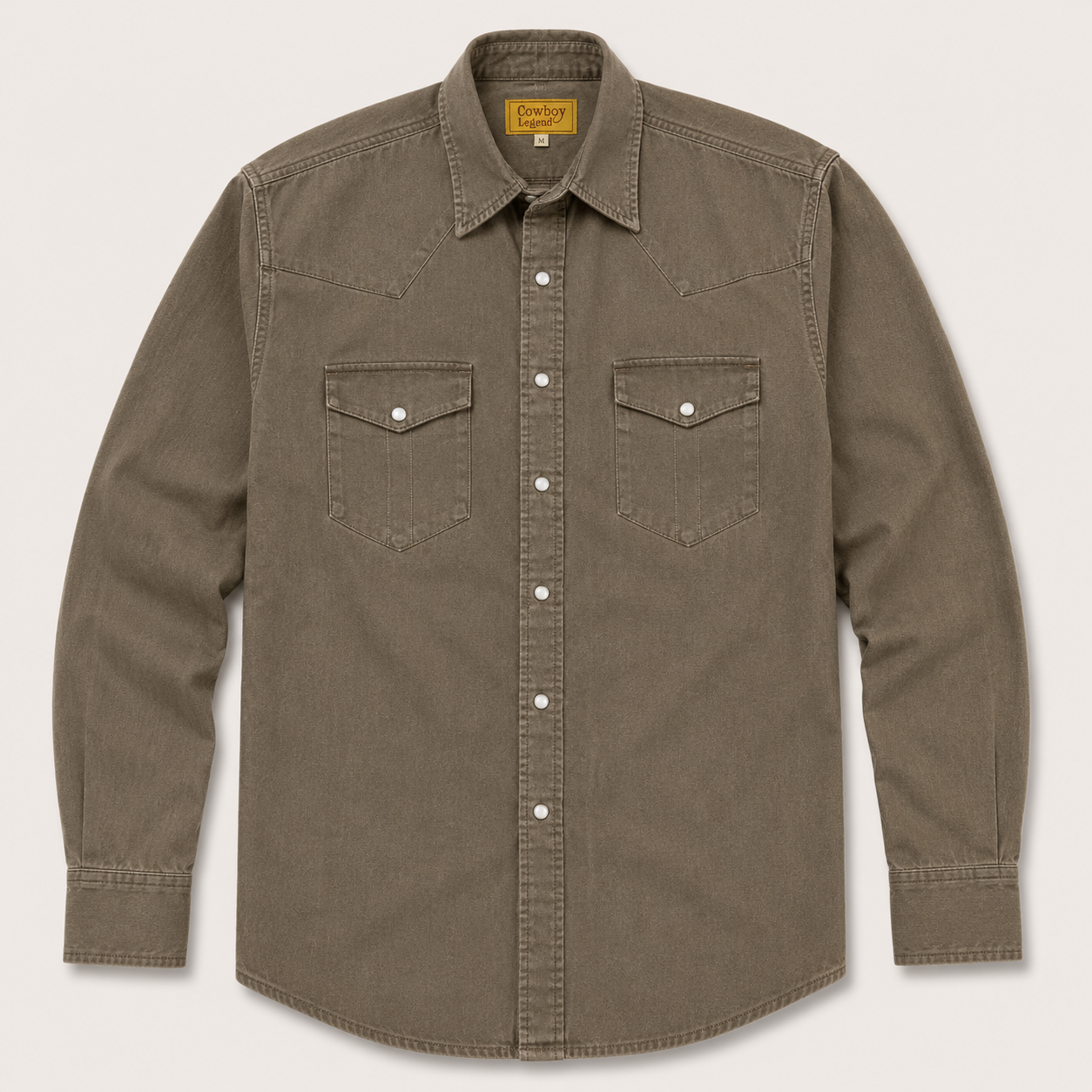 Men’s Long Sleeve Olive Cowboy Western Yoke Shirt