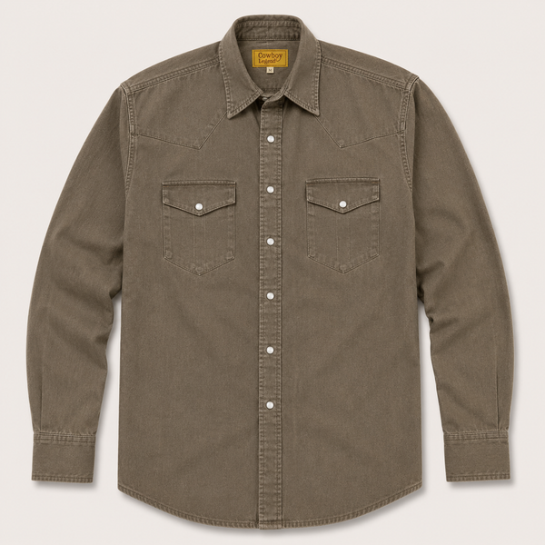 Men's Long Sleeve Olive Western Yokes Shirt