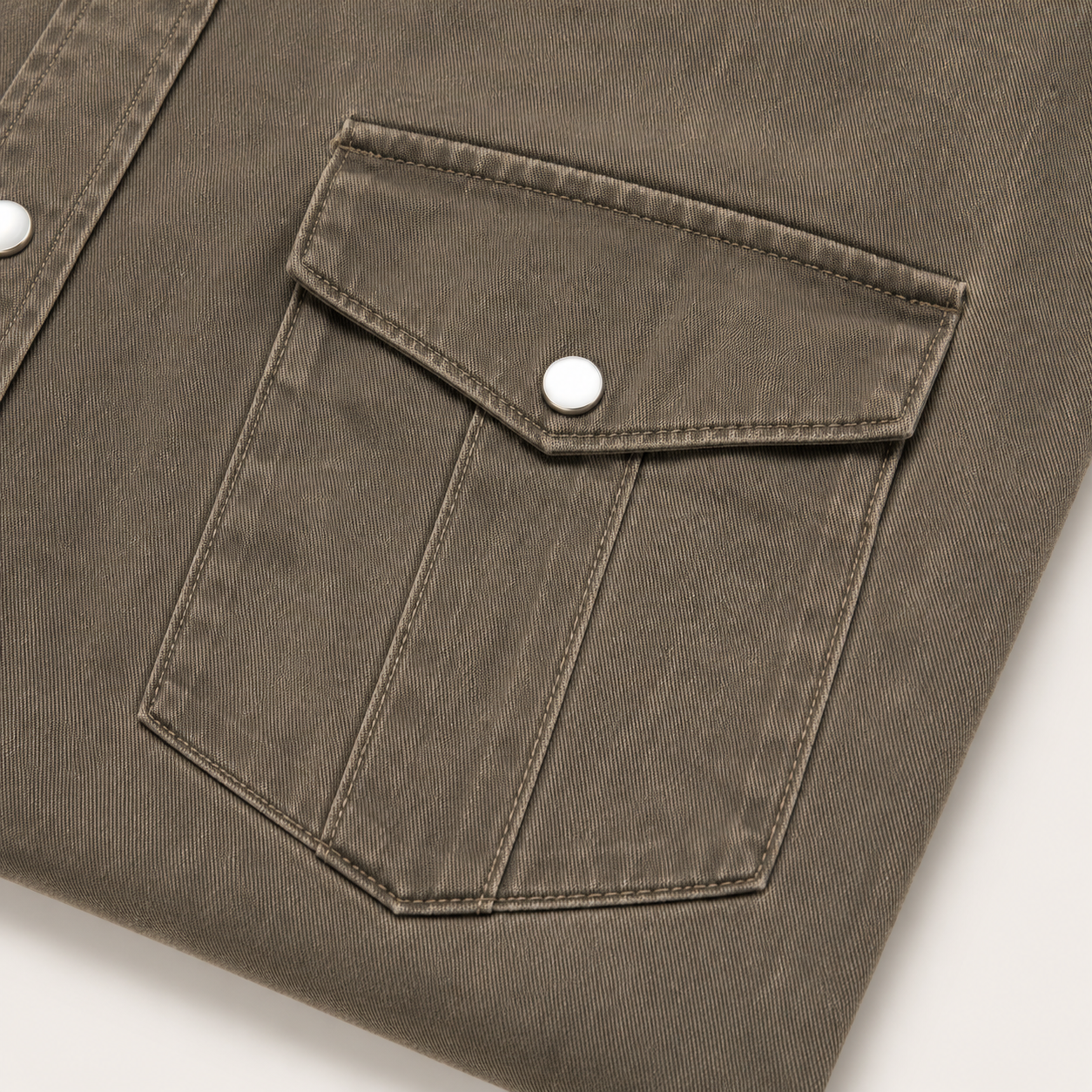 Men’s Long Sleeve Olive Cowboy Western Yoke Shirt