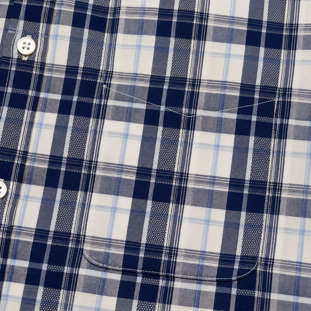 Men’s Blue White Plaid Long Sleeve Cowboy Western Shirt