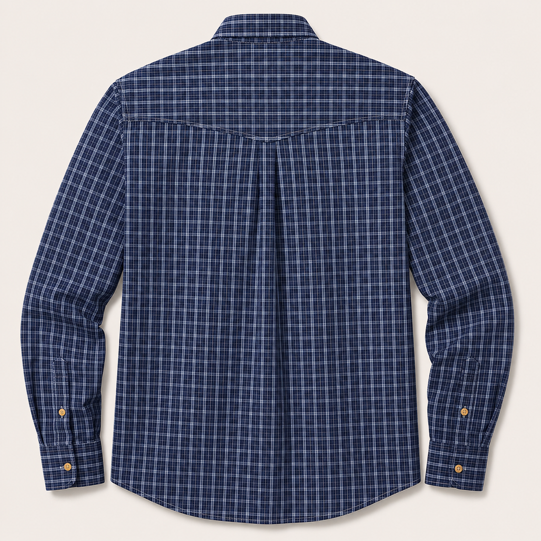 Men's Long Sleeve Blue Plaid Button Down Shirt