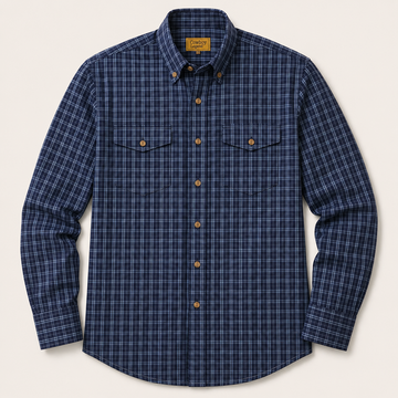 Men’s Blue Plaid Long Sleeve Cowboy Western Button Down Shirt
