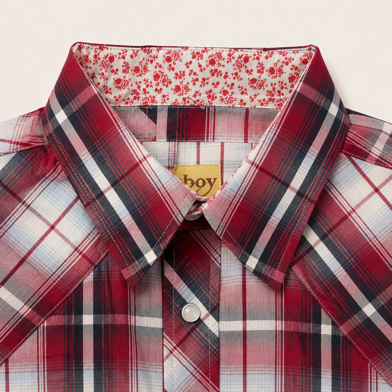 Men’s Long Sleeve Red Plaid Cowboy Western Yokes Shirt
