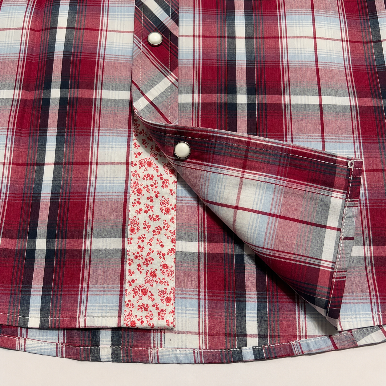 Men’s Long Sleeve Red Plaid Cowboy Western Yokes Shirt
