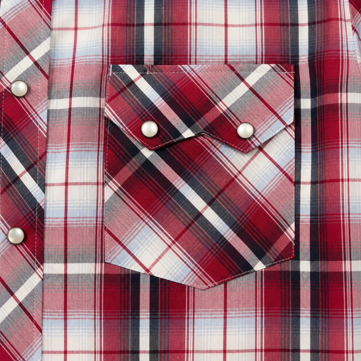 Men’s Long Sleeve Red Plaid Cowboy Western Yokes Shirt