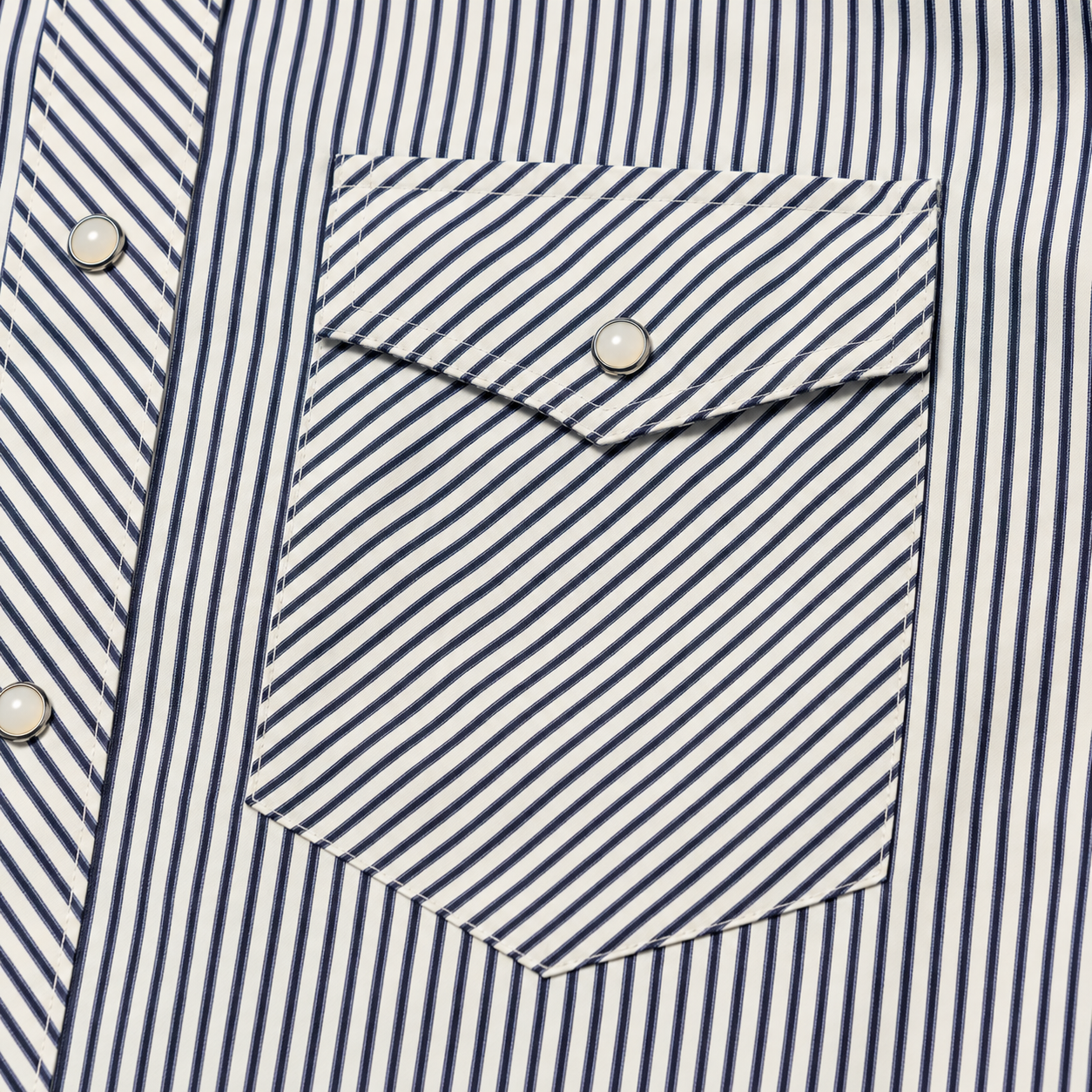 Men’s Navy White Pin Stripe Long Sleeve Cowboy Western Snap Shirt